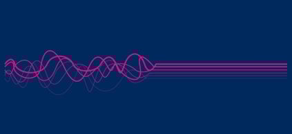 Squiggly purple lines smoothing out to straight lines on a dark blue background