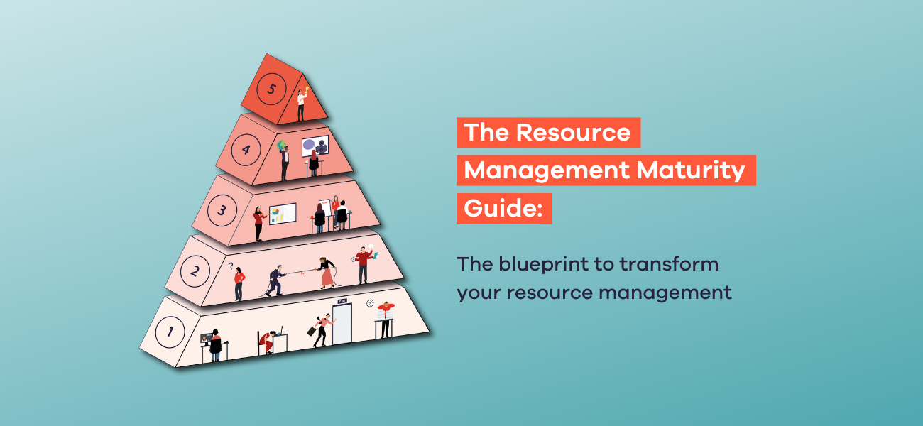 Dayshape's Resource Management Maturity Guide front cover with an illustration of a pyramid showing 5 levels