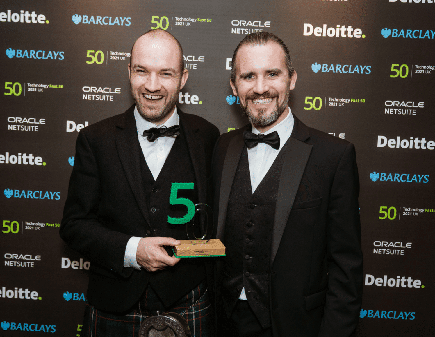 Andrew Bone and Richard Cassidy accepting the Fast 50 award 2021